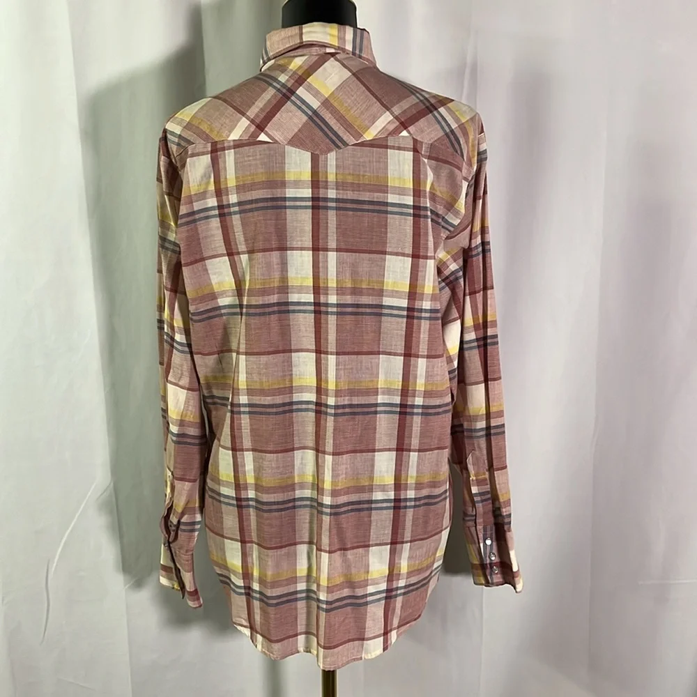 Vintage Youngbloods Authentic Western Red Plaid Pearl Snap Button Down Shirt